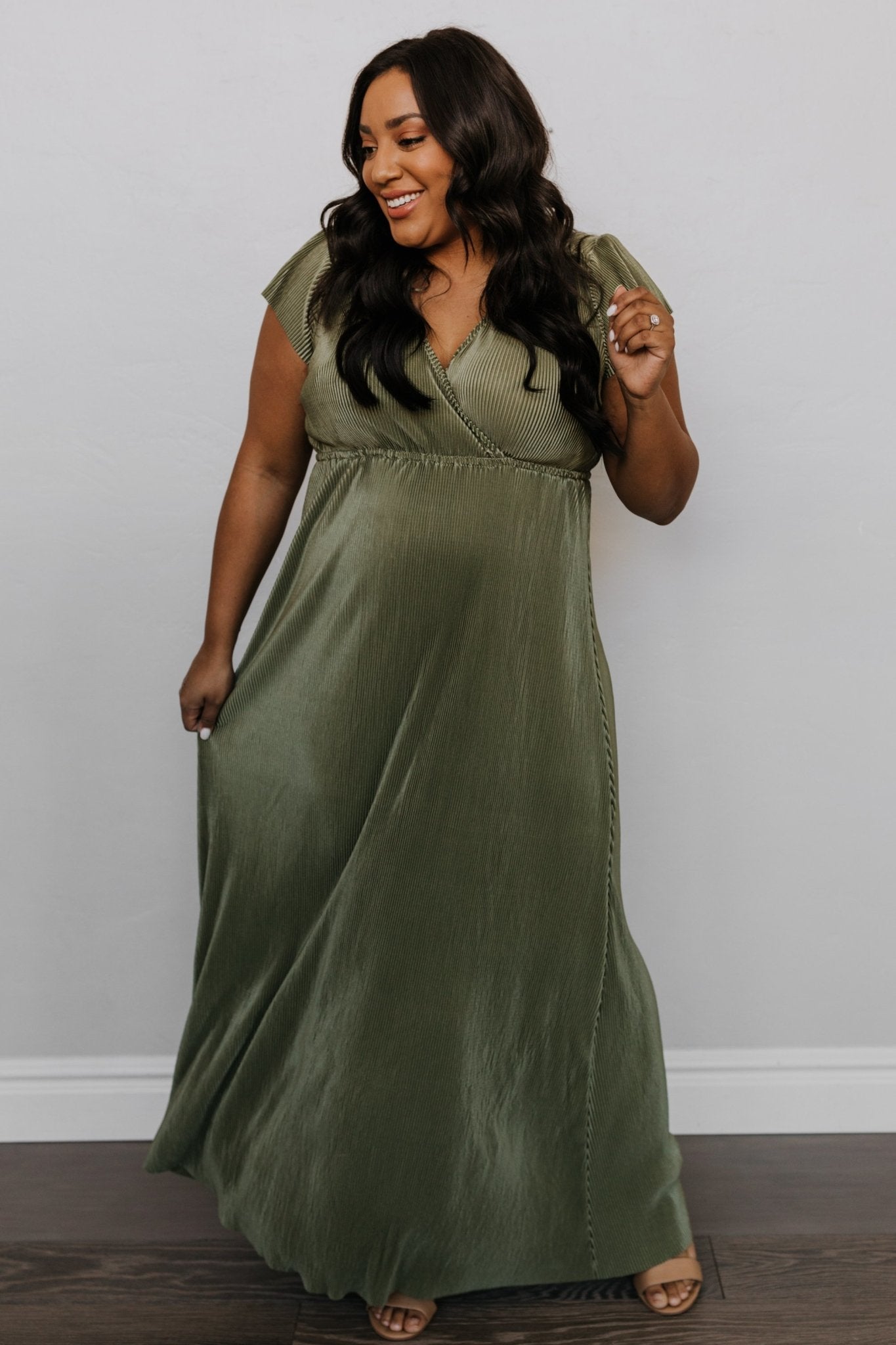 Athena Pleated Maxi Dress | Sage
