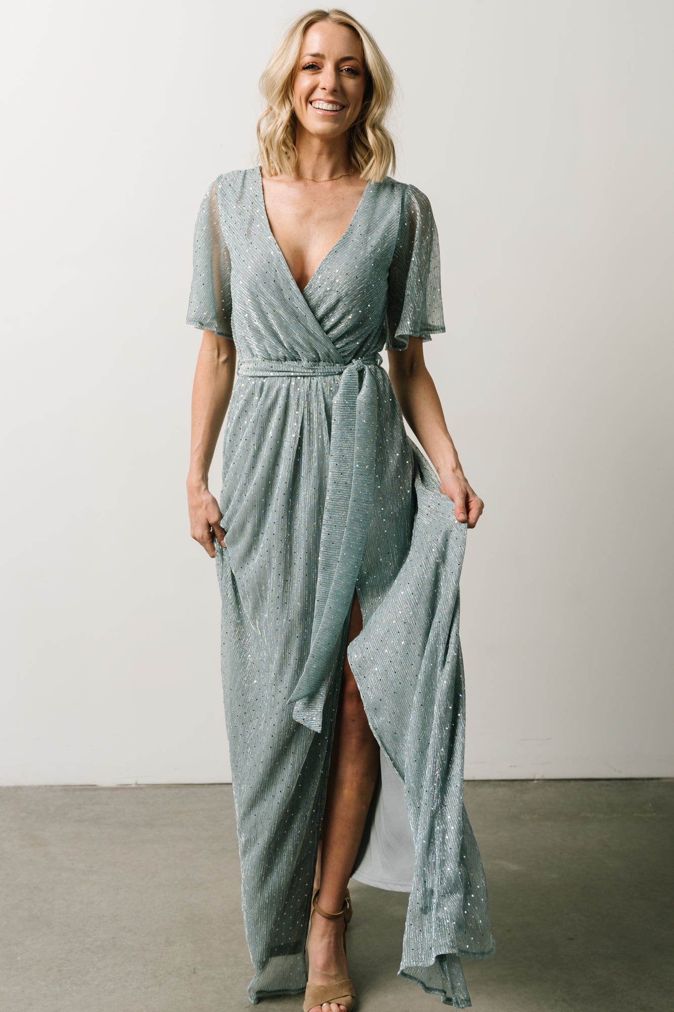 Grace Sparkle Gown | Dusty Blue