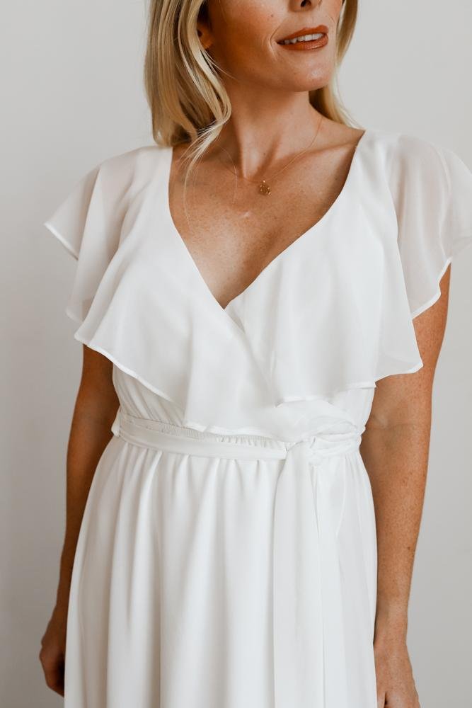 Katya Ruffle Maxi Dress | White